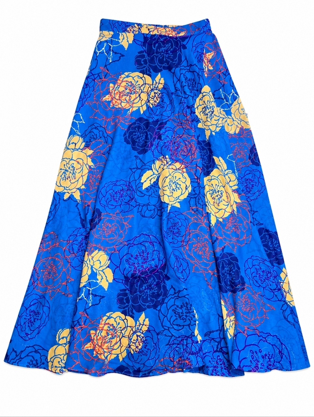 MIX NOUVEAU Blue Floral A-Line Maxi Skirt Wome's Size: S
